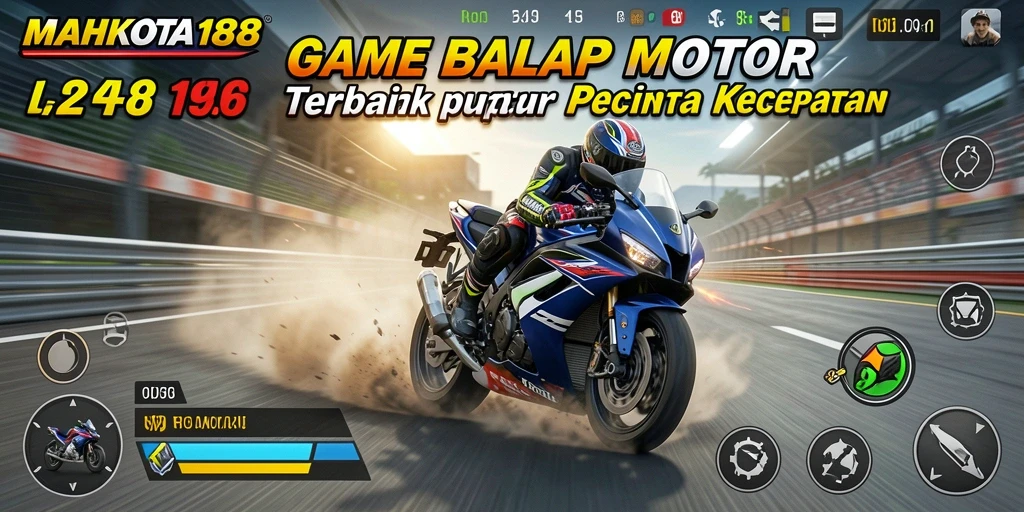 Tampilan gameplay menegangkan dalam balapan motor MAHKOTA188.