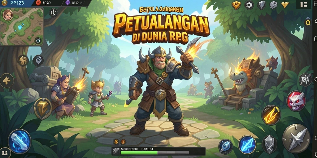 Tangkapan layar PP123 menampilkan pertempuran epik antara karakter di dunia RPG.