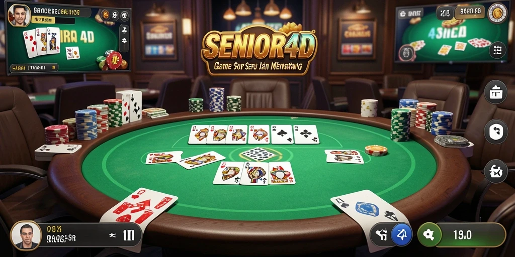 Screenshot gameplay <strong>SENIOR4D</strong> yang menunjukkan keseruan permainan poker.