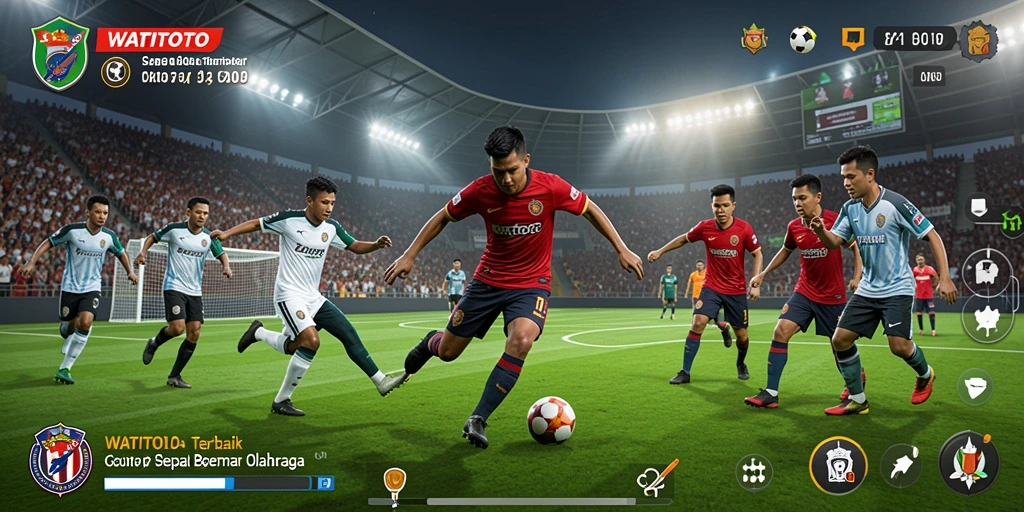 Gameplay seru dan mendebarkan di WATITOTO yang menghadirkan aksi sepak bola.