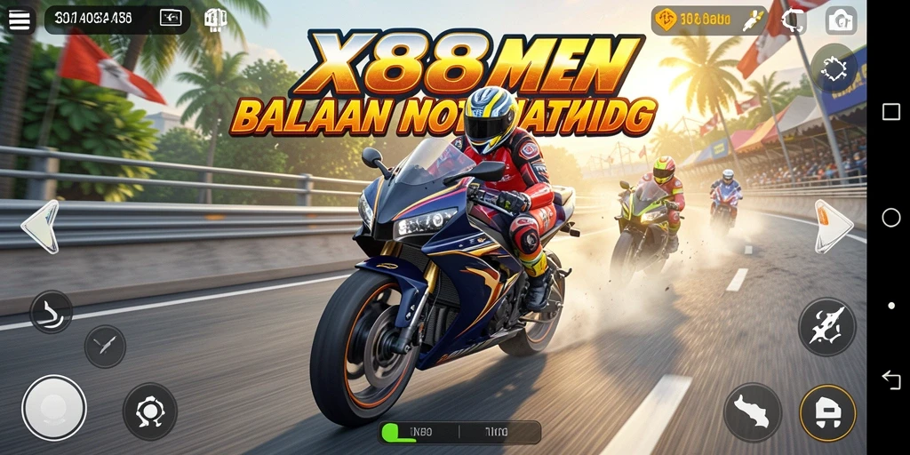 Screenshot X88 menampilkan variasi trek balapan motor yang menantang.